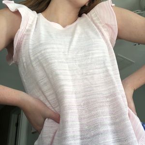 Pink and White Short Sleeve Sweater